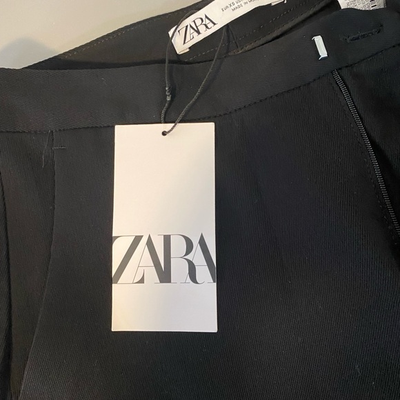 NWT Zara Sz XS Black Flare Leg Trouser Dress Pants With Hand Pockets Flowy - Picture 8 of 16